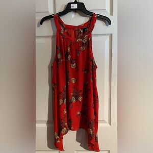 Torrid top, size 0 (12), high neck tank, orange floral